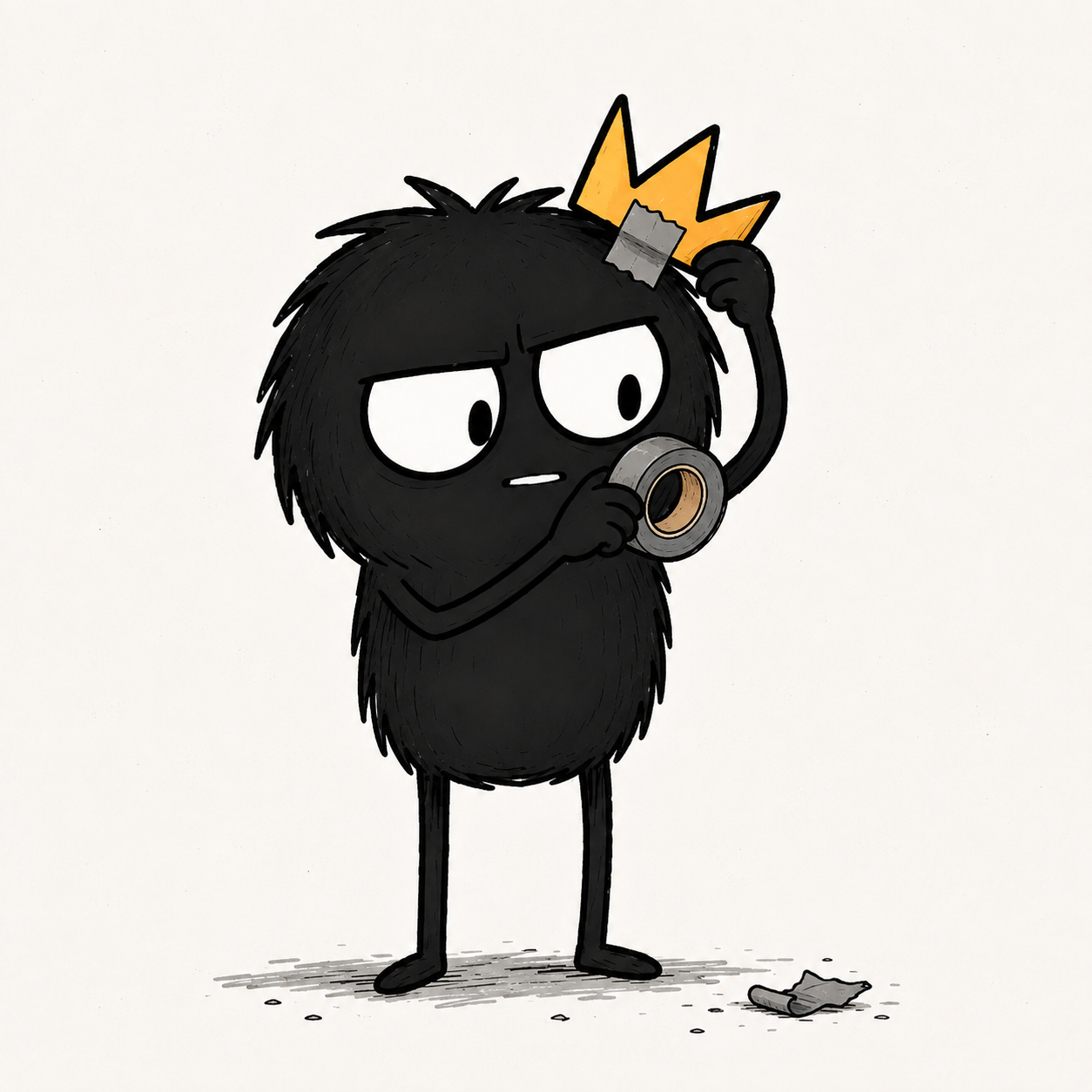 MORK repairing his crown with tape
