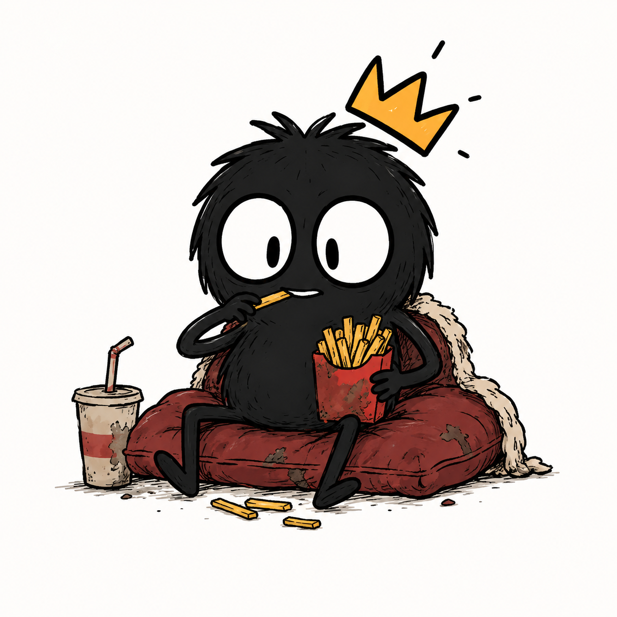 MORK eating fries