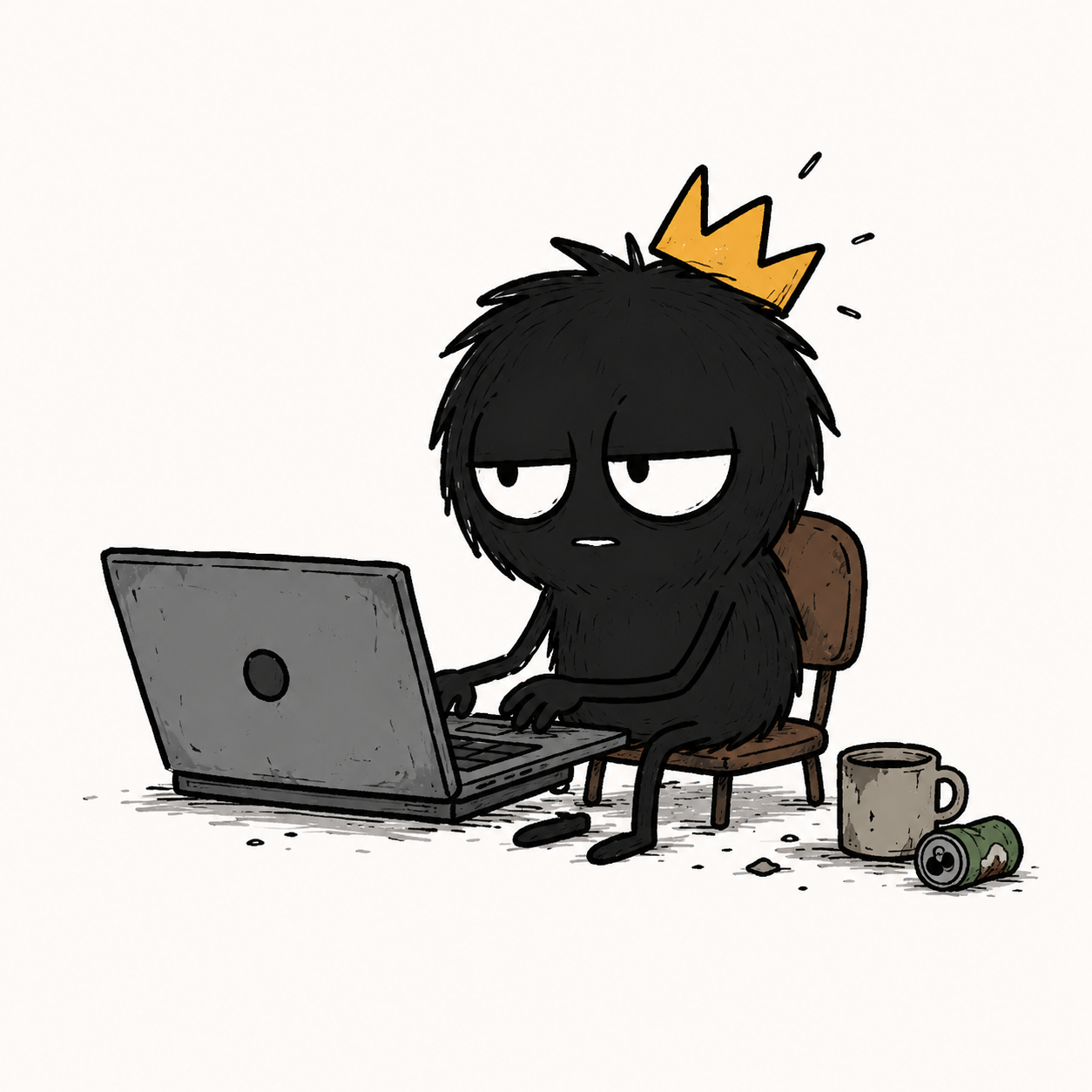 MORK at a dead laptop